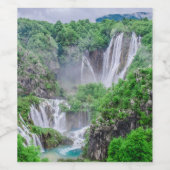 Wasserfall von Plitvicer Seen Weinetikett (Einzelnes Label)