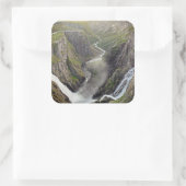 Wasserfall Voringsfossen in Norwegen Quadratischer Aufkleber (Tasche)
