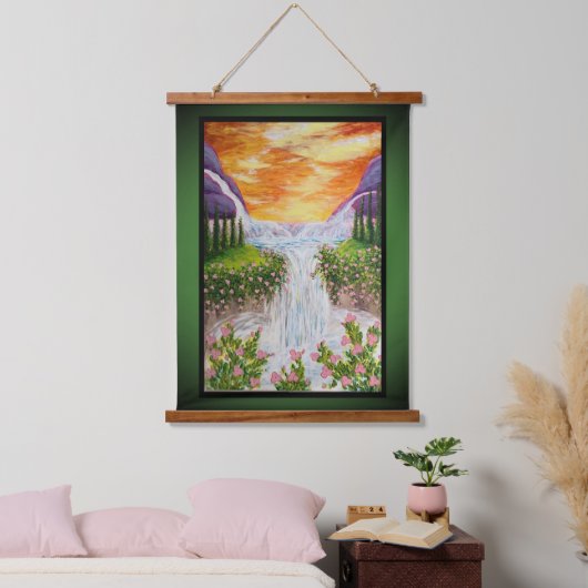 Wasserfall Wandteppich Mit Holzrahmen (Schlafzimmer)