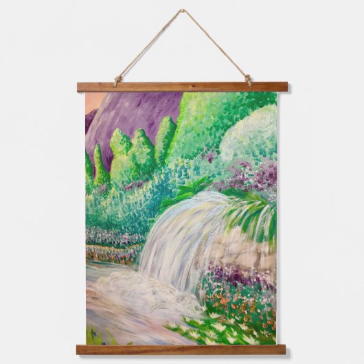 Wasserfall Wandteppich Mit Holzrahmen (Vorderseite)