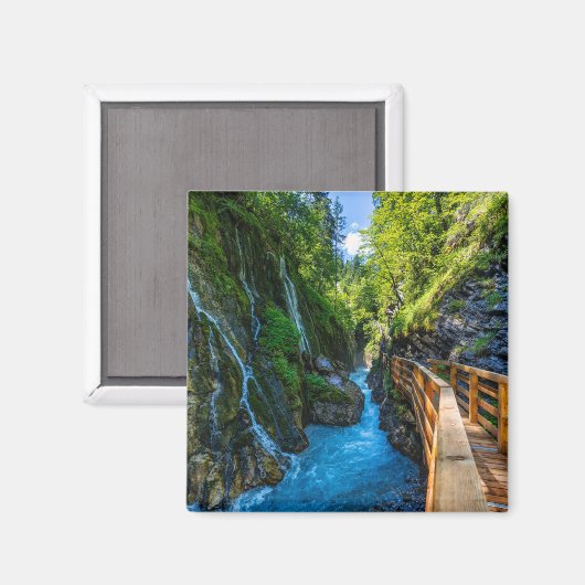 Wasserfall Wimbachklamm Schlucht Holzweg Bayerisch Magnet (Vorderseite/Rückseite)