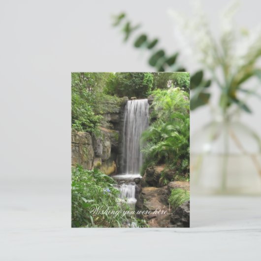Wasserfall, wünscht ihr wärt hier... postkarte (Stehend Vorderseite)