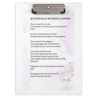 Wasserfall zwischen Liebenden Gedicht aufleben Klemmbrett