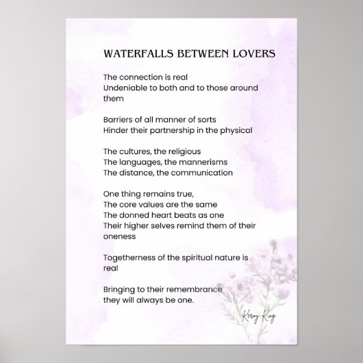 Wasserfall zwischen Liebenden Gedicht aufleben Poster (Vorne)