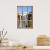 Wasserfallansicht aus einem Fenster Poster (Küche)