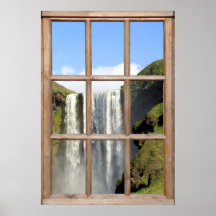 Wasserfallansicht aus einem Fenster