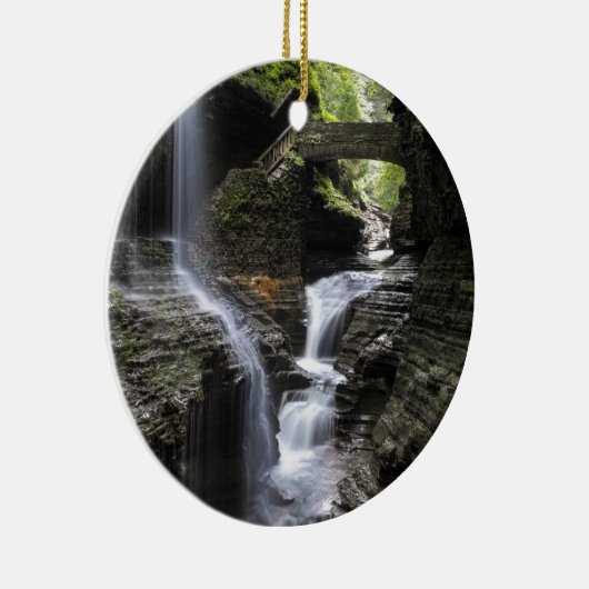Wasserfälle an Watkins Schlucht, NY Keramik Ornament (Rechts)