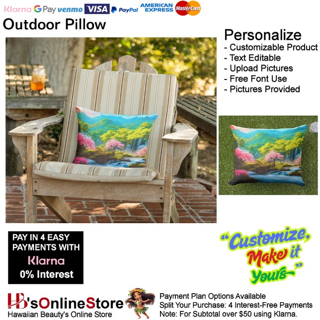 Wasserfälle Außenbereich Lumbar Kissen (Waterfalls Outdoor Colorful Nature Beauty Outdoor Outdoor Pillow.)