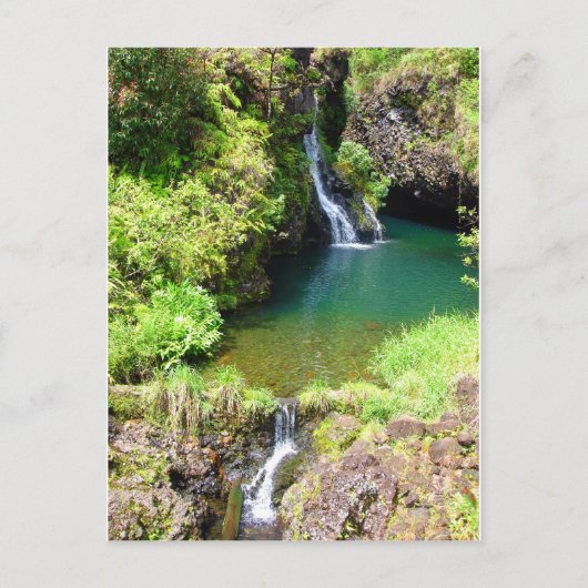 Wasserfälle entlang der Straße nach Hana, Maui, Ha Postkarte (Vorderseite)