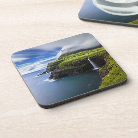 Wasserfälle | Färöer, Dänemark Getränkeuntersetzer (Linke Seite)