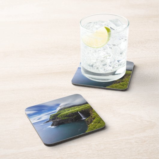 Wasserfälle | Färöer, Dänemark Getränkeuntersetzer (Rechte Seite)