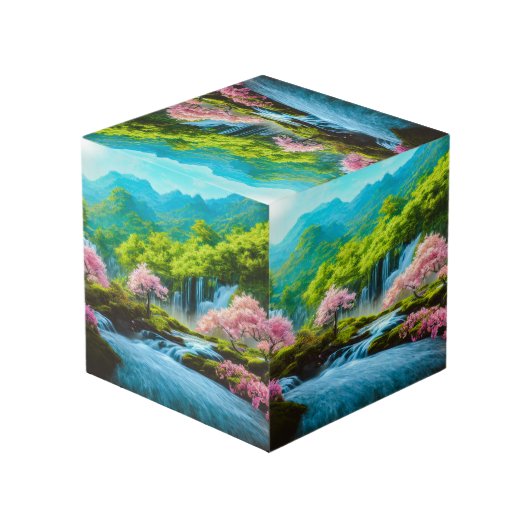Wasserfälle Foto Cube Würfel (Rückseite Schrägansicht)