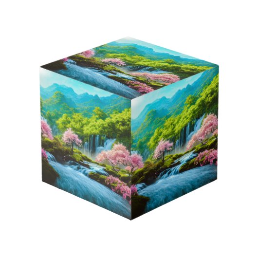 Wasserfälle Foto Cube Würfel (Vorderseite Schrägansicht)