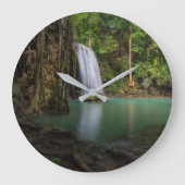 Wasserfälle | Frühjahr Regenwald Wasserfall Thaila Große Wanduhr (Vorderseite)
