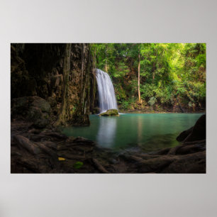 Wasserfälle   Frühjahr Regenwald Wasserfall Thaila Poster