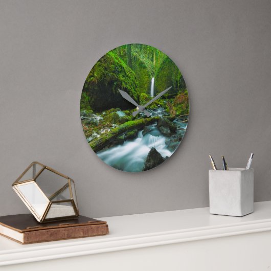 Wasserfälle | Grotto Falls, Oregon Große Wanduhr (Büro)