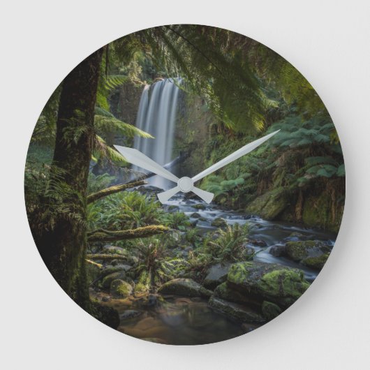 Wasserfälle | Hopetoun Falls, Neuseeland Große Wanduhr (Vorderseite)