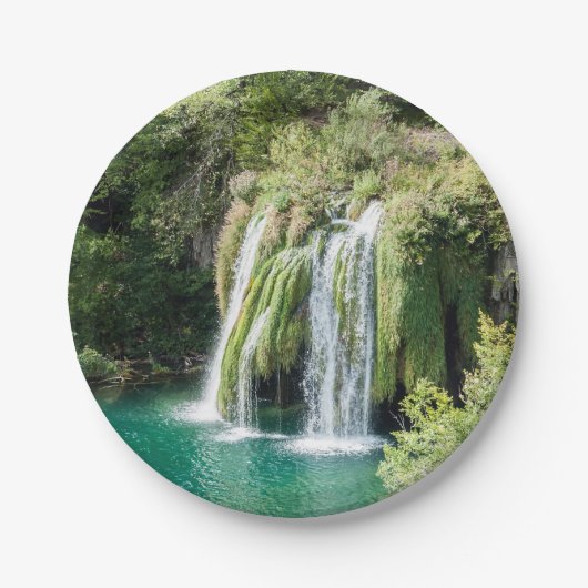 Wasserfälle im Nationalpark Plitvice - Kroatien Pappteller (Vorderseite)