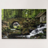 Wasserfälle in der Holzhütte Puzzle (Horizontal)