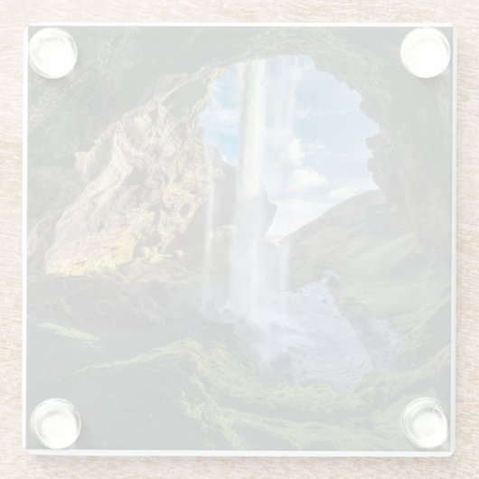 Wasserfälle | Isländischer Wasserfall Glasuntersetzer (Rückseite)