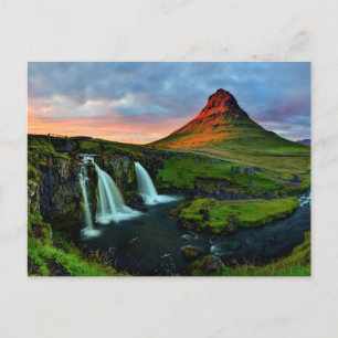 Wasserfälle   Kirkjufell, Island Postkarte