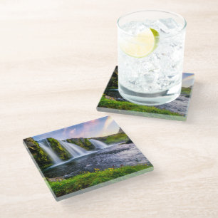 Wasserfälle Kirkjufellsfoss, Island Glasuntersetzer