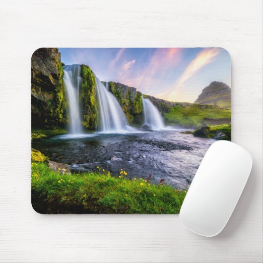 Wasserfälle | Kirkjufellsfoss, Island Mousepad (Mit Mouse)