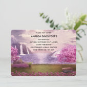 Wasserfälle & Kirschbaume rund um den Geburtstag Einladung (Stehend Vorderseite)