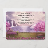 Wasserfälle & Kirschbaume rund um den Geburtstag Einladung (Vorderseite)