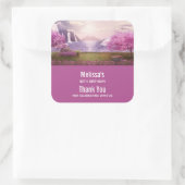 Wasserfälle & Kirschbaume rund um den Geburtstag Quadratischer Aufkleber (Tasche)