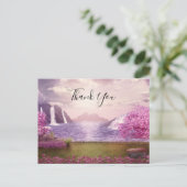 Wasserfälle & Kirschbaumen um einen See herum Dank Postkarte (Stehend Vorderseite)