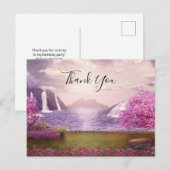 Wasserfälle & Kirschbaumen um einen See herum Dank Postkarte (Vorne/Hinten)