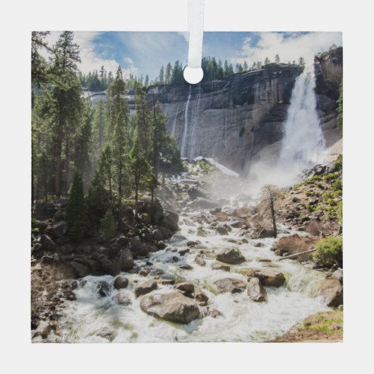 Wasserfälle | Nevada Fall, Yosemite, CA Ornament Aus Glas (Rückseite)