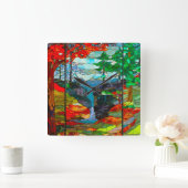 Wasserfälle Quadratische Wanduhr (Zuhause)