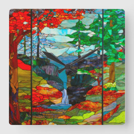 Wasserfälle Quadratische Wanduhr