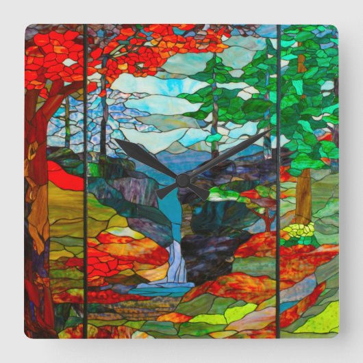 Wasserfälle Quadratische Wanduhr (Vorderseite)