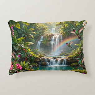 Wasserfälle Regenbogen Kolibris Tropisches Verstec Dekokissen