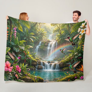 Wasserfälle Regenbogen Kolibris Tropisches Verstec Fleecedecke