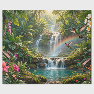Wasserfälle Regenbogen Kolibris Tropisches Verstec Geschenkpapier