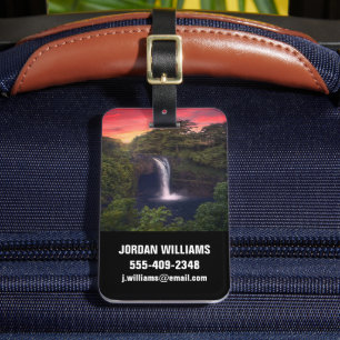 Wasserfälle   Regenbogenfälle, Hilo, Hawaii Gepäckanhänger