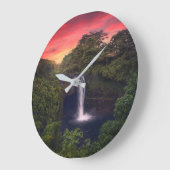 Wasserfälle | Regenbogenfälle, Hilo, Hawaii Große Wanduhr (Winkel)