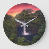 Wasserfälle | Regenbogenfälle, Hilo, Hawaii Große Wanduhr (Vorderseite)