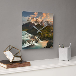 Wasserfälle Salto Grade Wasserfall Patagonia Chi Quadratische Wanduhr