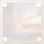 Wasserfälle | Seljalandsfoss Wasserfall Glasuntersetzer (Rückseite)