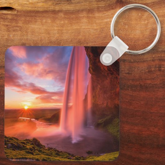 Wasserfälle | Seljalandsfoss Wasserfall Schlüsselanhänger (Rückseite)