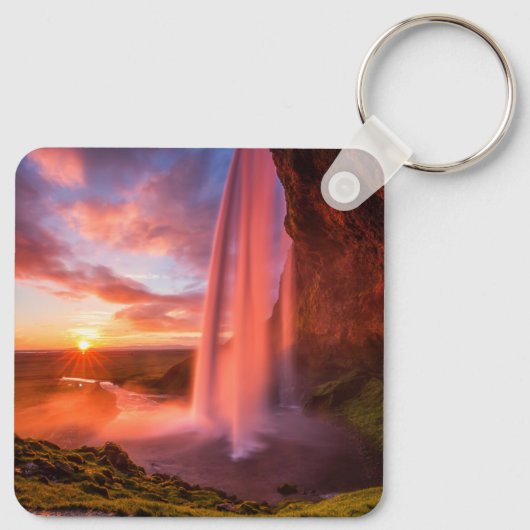 Wasserfälle | Seljalandsfoss Wasserfall Schlüsselanhänger (Rückseite)