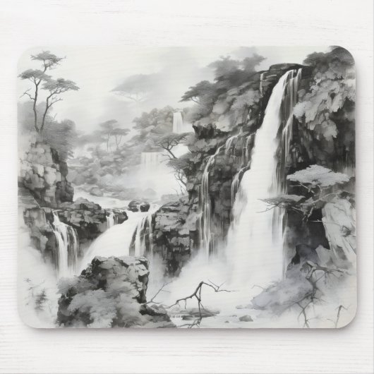 Wasserfälle Tinte Malerei Mousepad (Vorne)