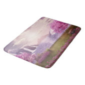 Wasserfälle und Kirchen Bäume um den See Badematte (Schrägansicht)