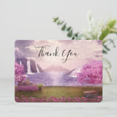 Wasserfälle und Kirchen Bäume um den See Dankeskarte (Stehend Vorderseite)