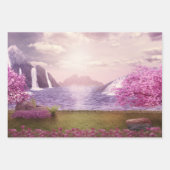 Wasserfälle und Kirchen Bäume um den See Geschenkpapier Set (Vorderseite 2)